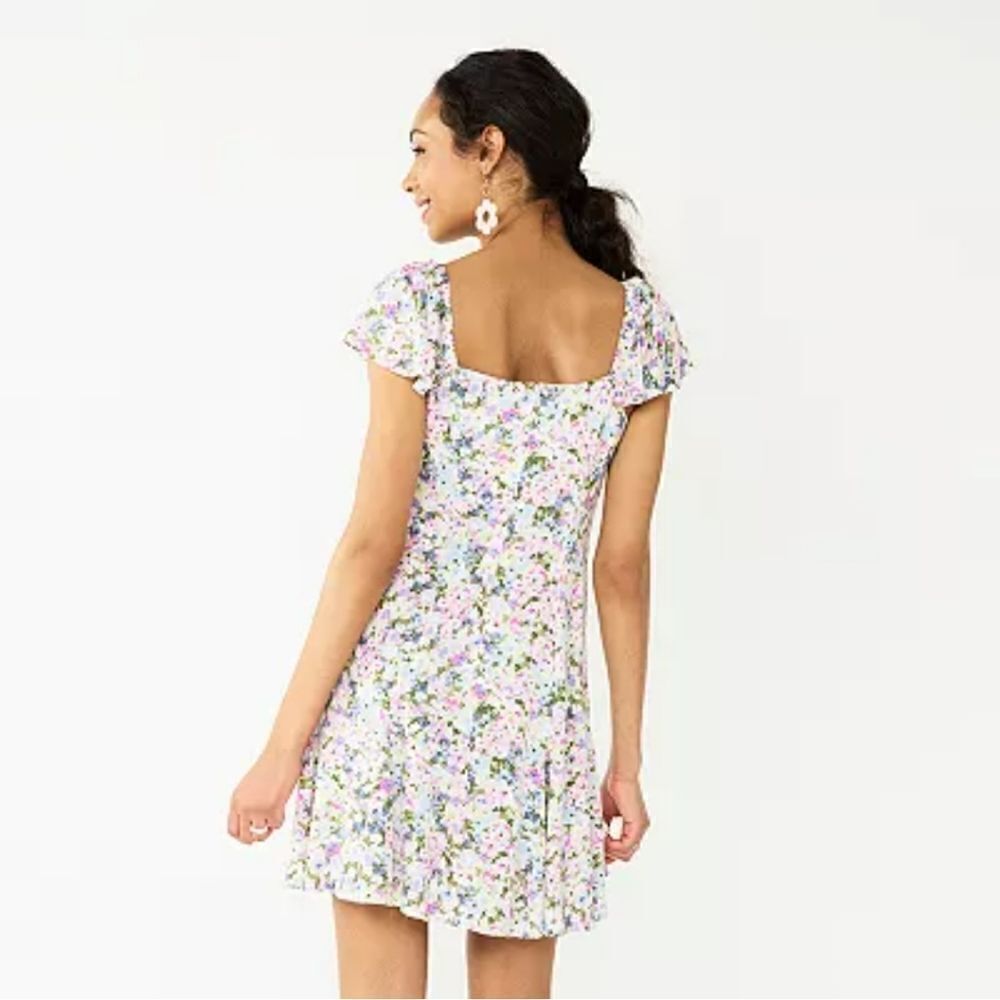 Juniors' SO Sweetheart Flutter Sleeve Mini Dress Floral Multicolor Size XL - Picture 2 of 12